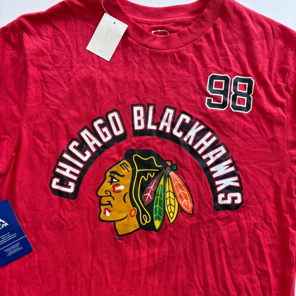 NHL Chicago Blackhawks Men's Small Red Jersey Style Short Sleeve‎ Tee #98 Bedard